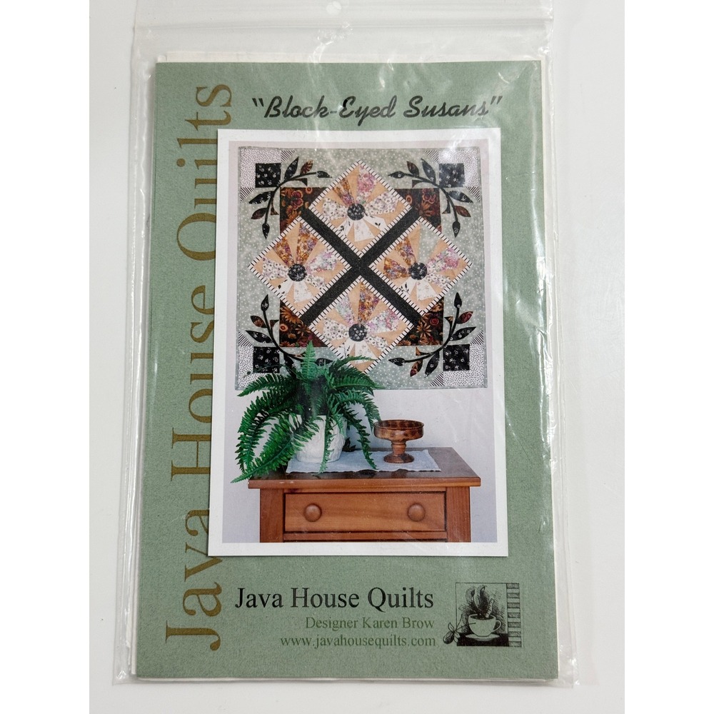 Java House Quilts Pattern Unisex OS Green Black-Eyed Susans Wall Quilt Floral